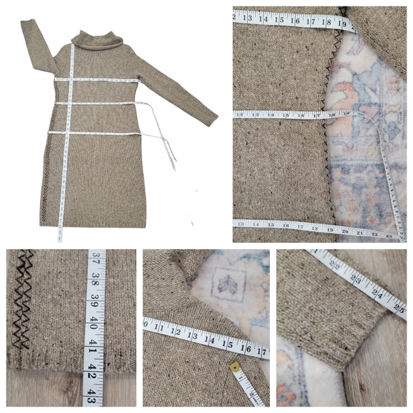Lauren Ralph Lauren Knit Sweater Dress Brown Donegal Tweed Wool Blend Women’s L - Picture 15 of 17